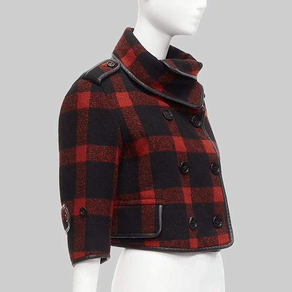 Cara Delevingne Red And Black Cropped Jacket