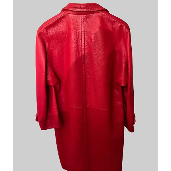 Emily in Paris Lily Collins Red Leather Coat
