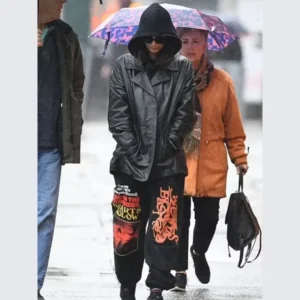 Emily Ratajkowski Black Leather Jacket