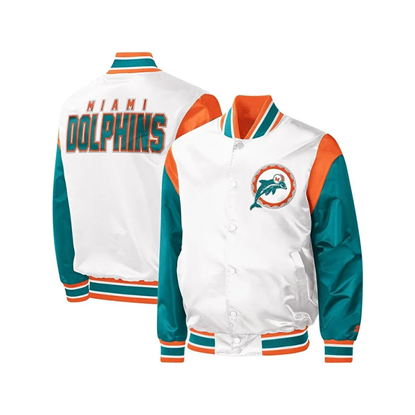Men’s White Miami Dolphins Throwback Jacket