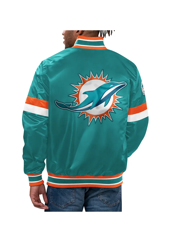 Miami Home Game Full-Snap Aqua Dolphins Starter Jacket Varsity