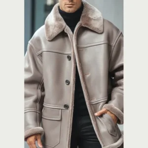 Oversized Taupe Leather Jacket
