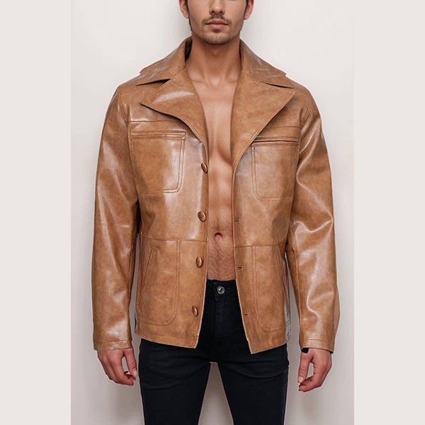 Men’s Stylish Tan Brown Durable Style Genuine Leather Jacket
