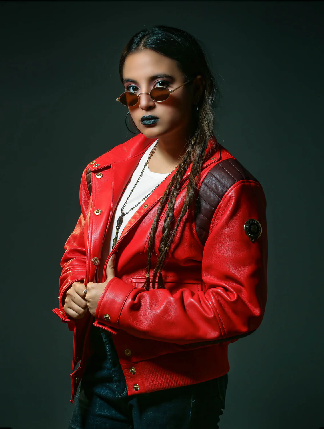 Handmade Womens Red Capsule Kaneda Leather Jacket