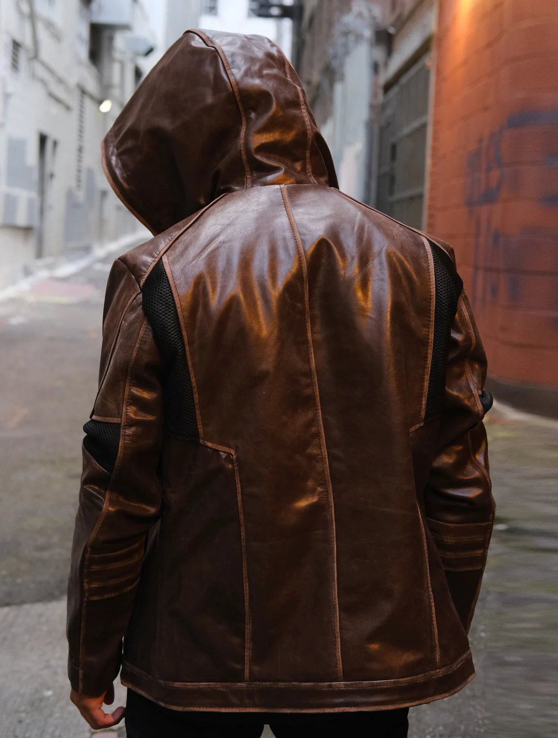 Brown Hooded Gavin Leather Jacket