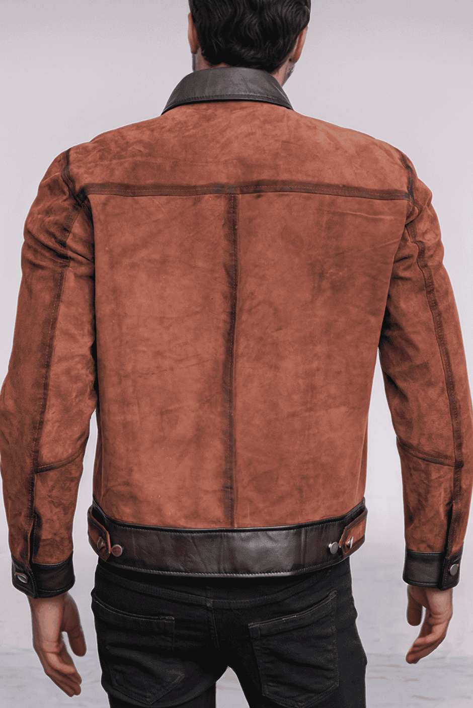 Men’s Brown Trucker Suede Leather Jacket