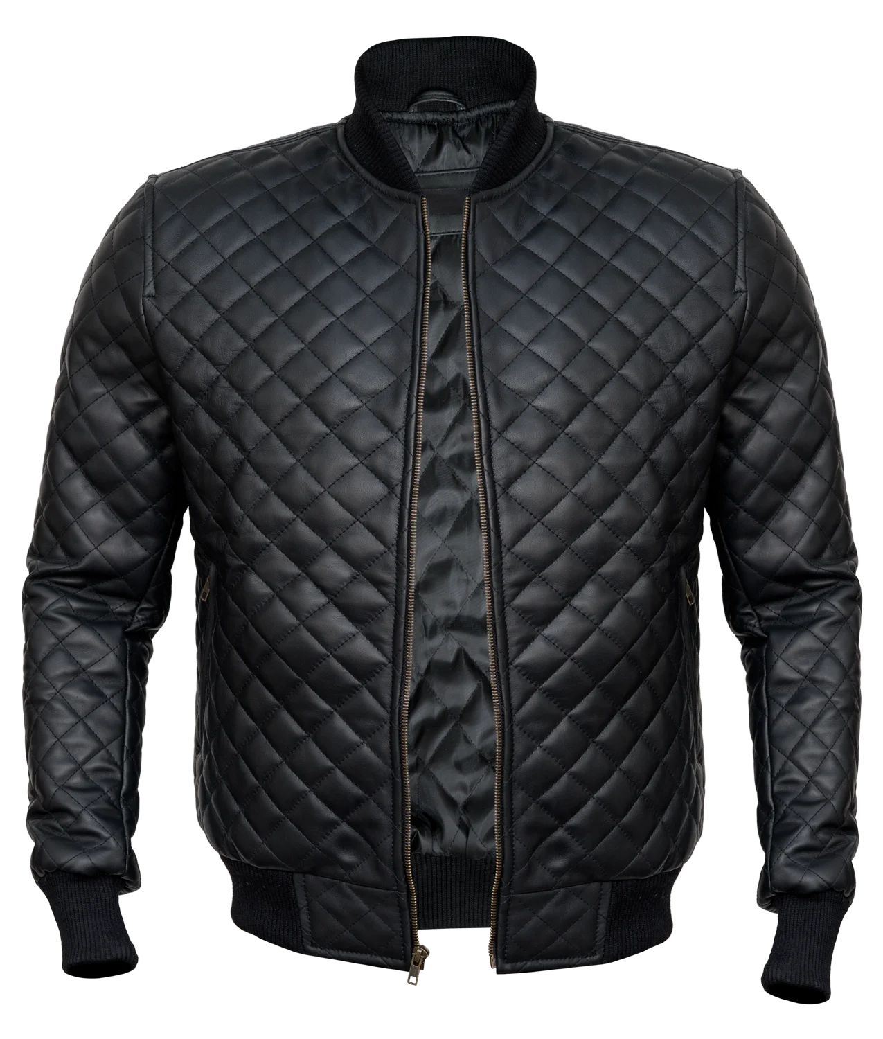 Men’s Black Diamond Quilted Leather Jacket