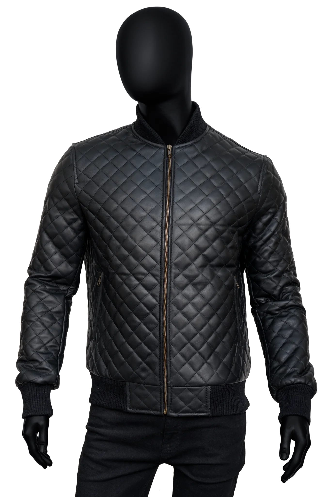 Men’s Black Diamond Quilted Leather Jacket