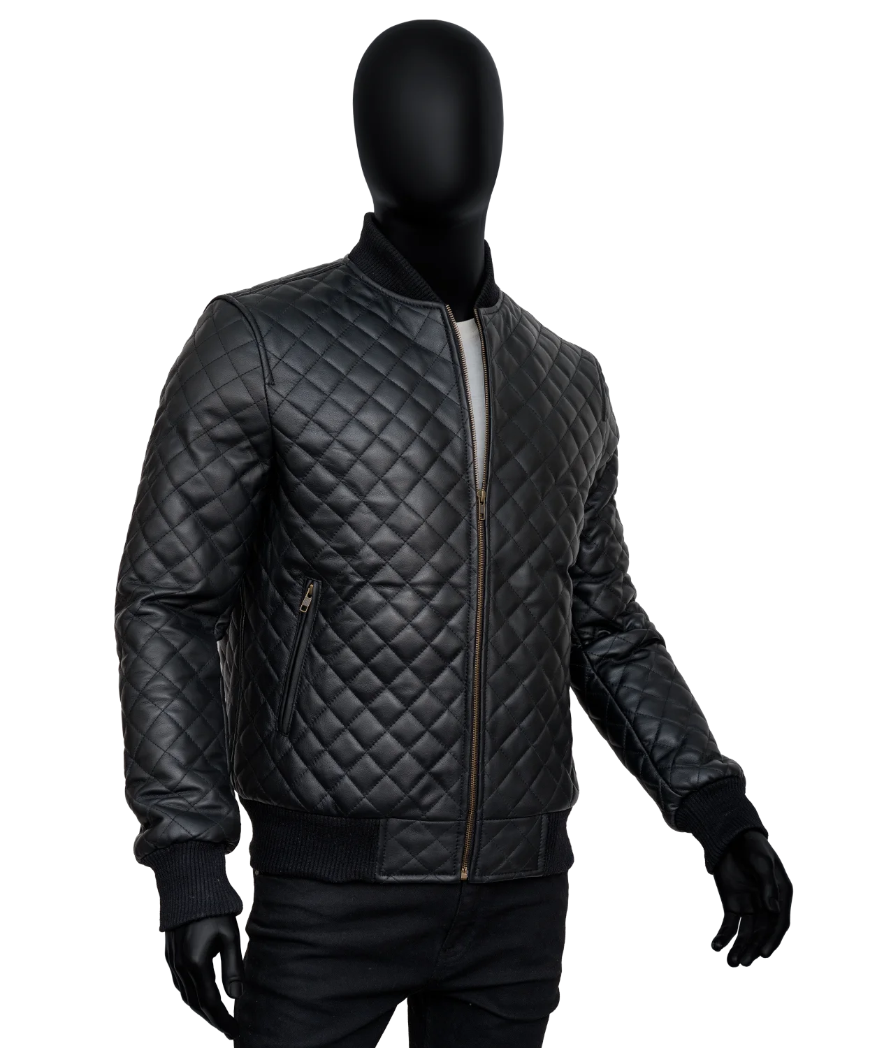 Men’s Black Diamond Quilted Leather Jacket