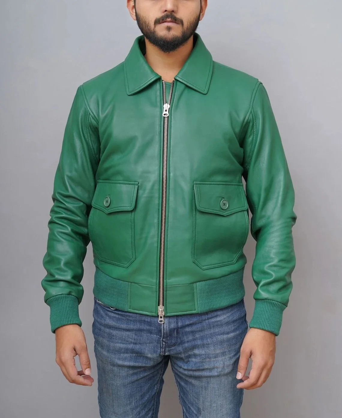 American Forces G1 Flight Green Bomber Leather Jacket