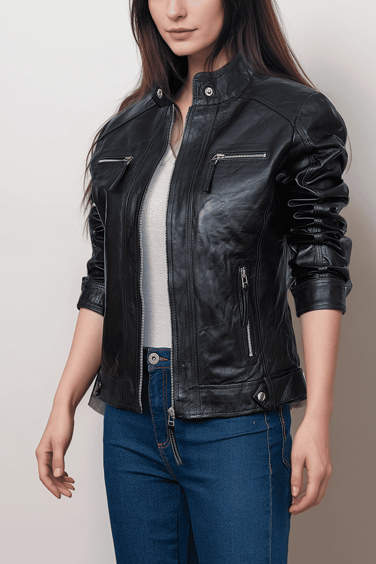 Sleek Black Leather Jacket for Effortless Style