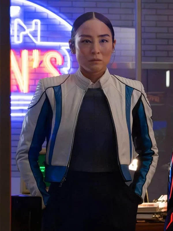 Eve Kim Tron: Ares 2025 Greta Lee Leather Jacket