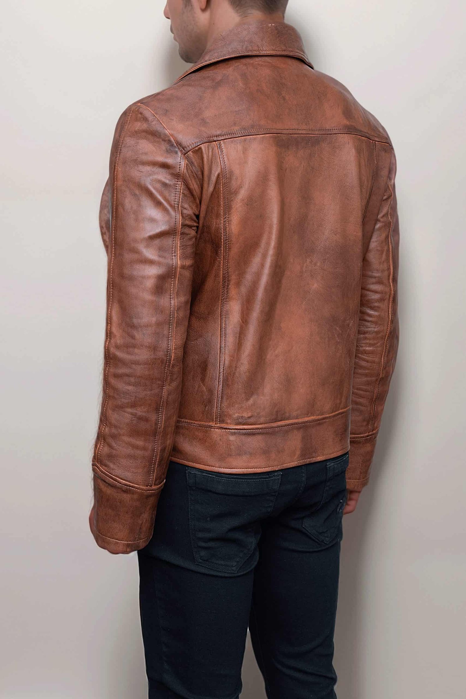 Men’s Brown Vintage Trucker Leather Jacket