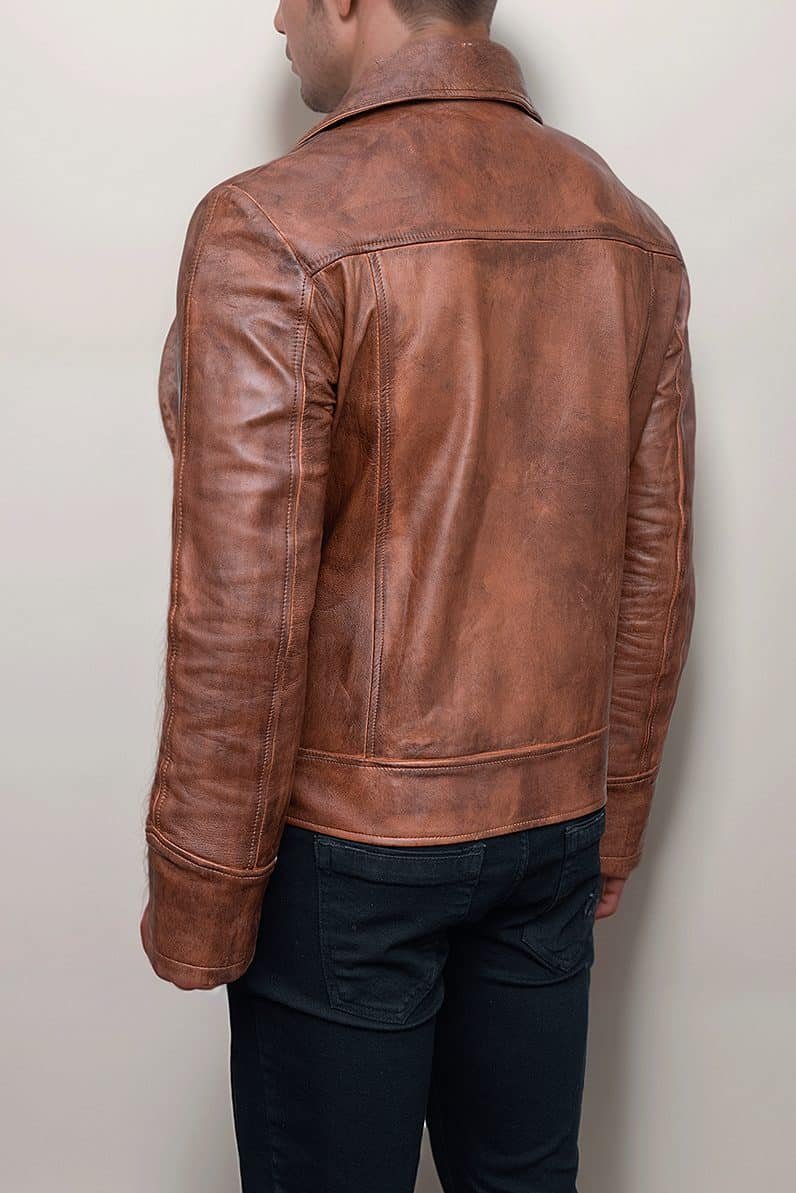 Men’s Brown Vintage Trucker Leather Jacket