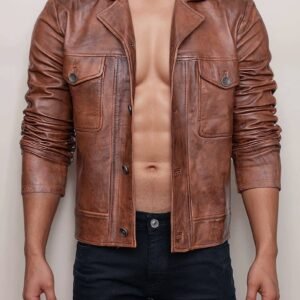 Men’s Brown Vintage Trucker Leather Jacket