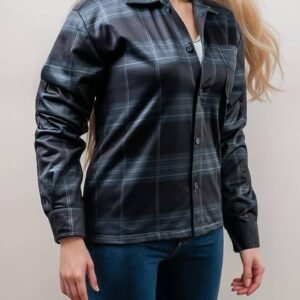 Versailles Blue Flannel Plaid Jacket For Women’s