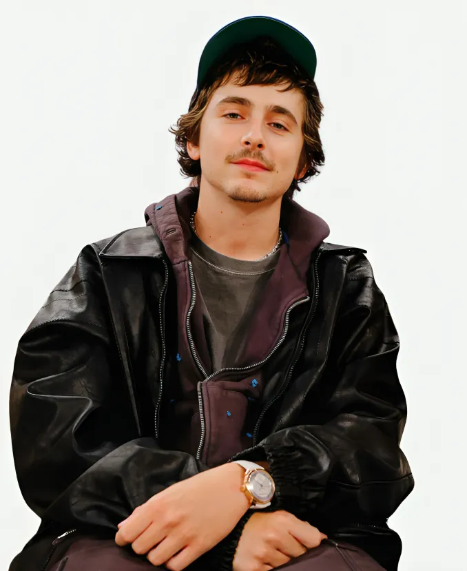 Timothee Chalamet Knicks vs Hawks Game 5 Black Jacket