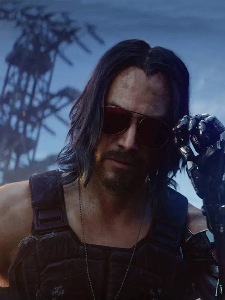 Cyberpunk 2077 Keanu Reeves Black Tactical Leather Vest