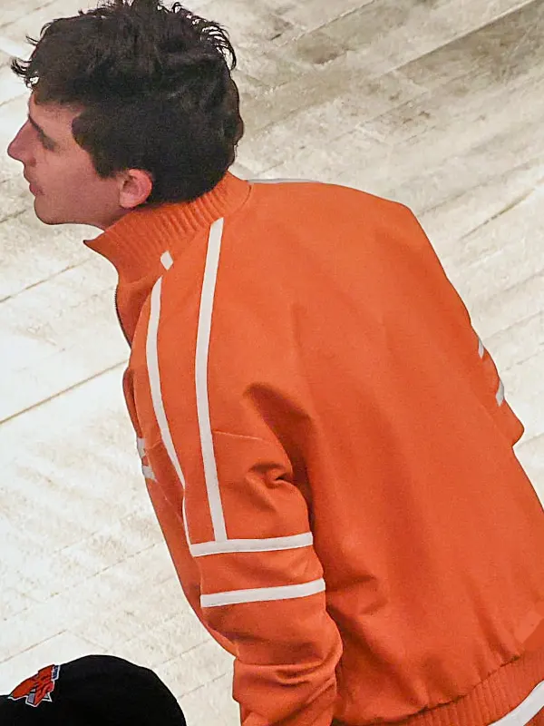 Timothée Chalamet NBA Finals Orange Jacket