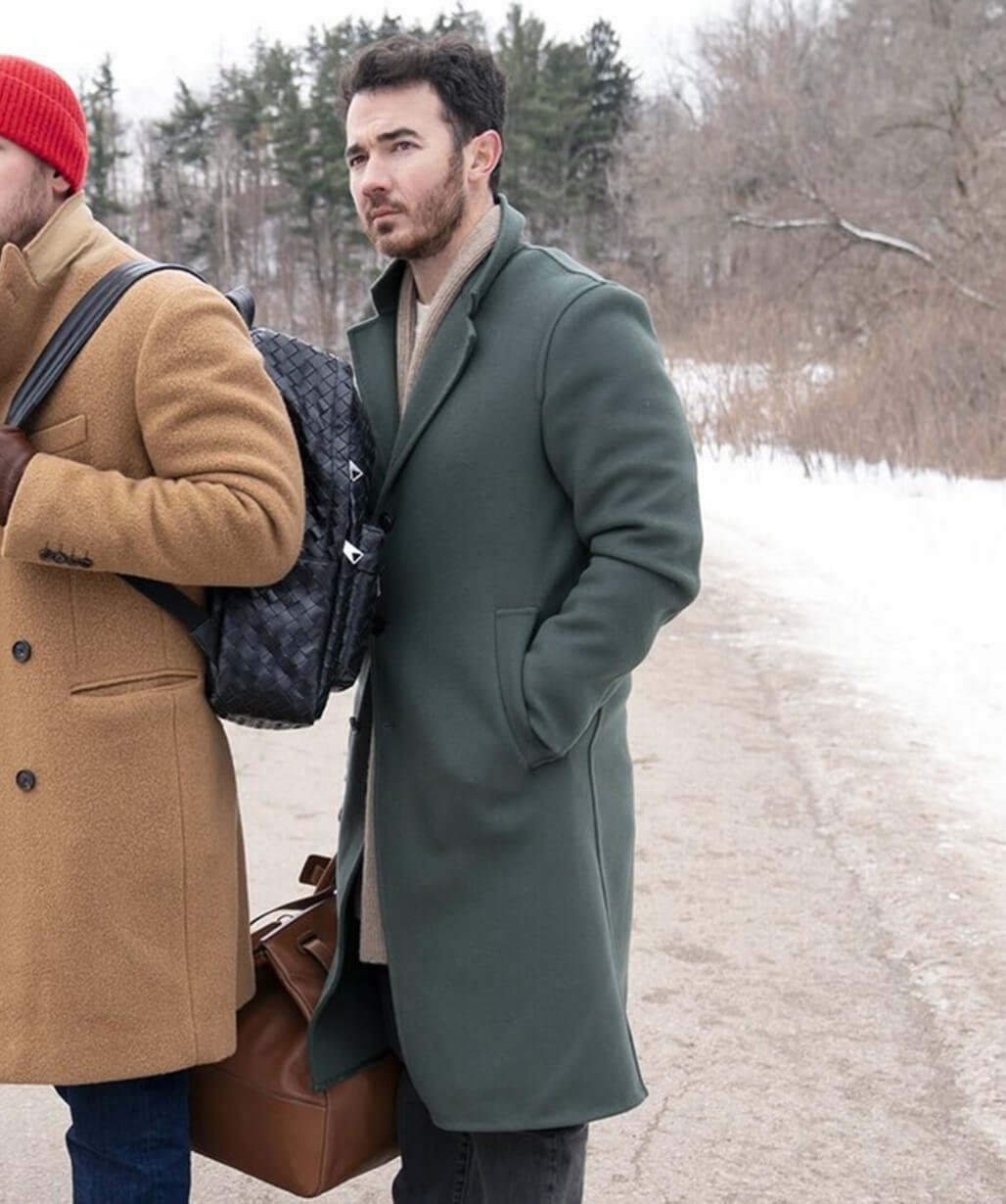 A Very Jonas Christmas Movie 2025 Kevin Jonas Green Coat