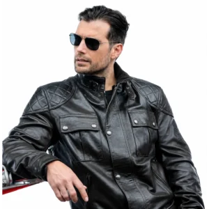 In the Grey Henry Cavill Black Leather Jacket