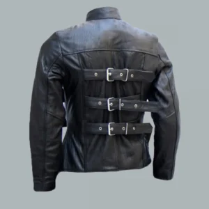 Belted Men’s Black Leather Biker Jacket